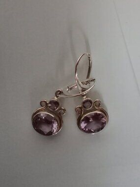 BN 925 Sterling Silver Amethyst Earrings